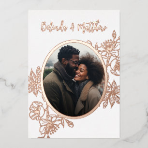 Photo Floral Line Art Rose Gold Wedding