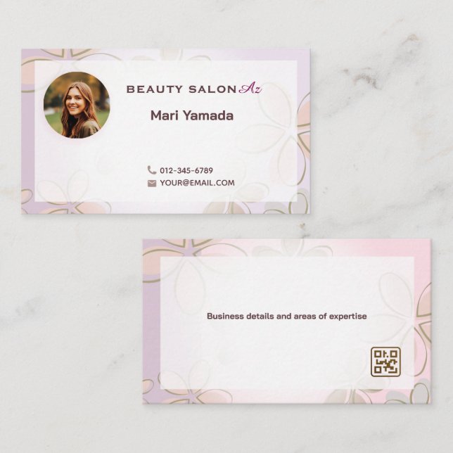 Photo Floral Purple Pink Beautiful Salon School Be Business Card (Front/Back)