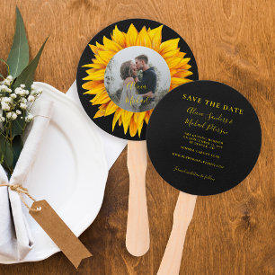 Photo floral rustic elegant wedding save the date hand fan