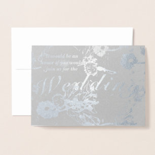 Photo Floral Silver Foil Wedding Ceremony  Foil Ca Foil Card