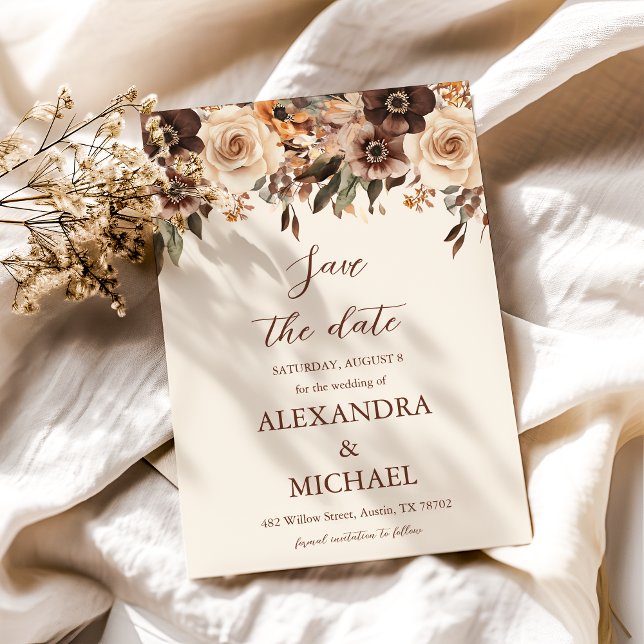 Photo Floral Terracotta Wedding Save The Date (Creator Uploaded)