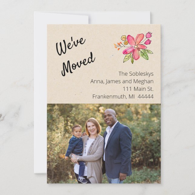 Photo Floral We Have Moved  Invitation (Front)