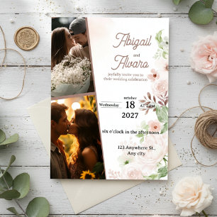 Photo Floral Wedding Invitation Fall Boho Autumn 