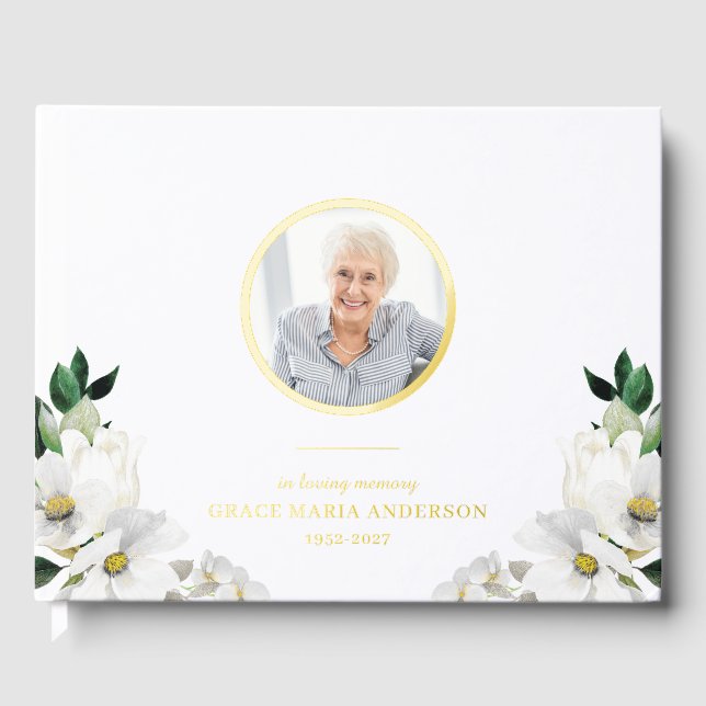 Photo Florals Memorial Guest Book (Front)