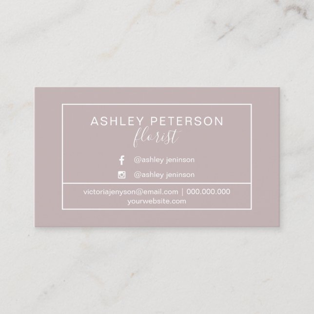 Photo florist frame typography business card (Front)