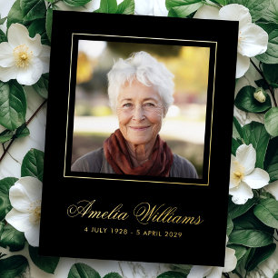 Photo foil border sympathy black thank you card