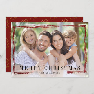 Photo Foil Frame Merry Christmas Holiday Card