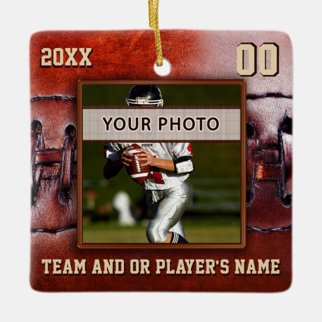 Photo Football Team Gift Ideas, Football Ornaments (Front)