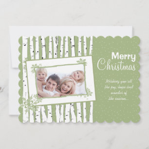 Photo Forest Birch Tree Merry Christmas Holiday Card
