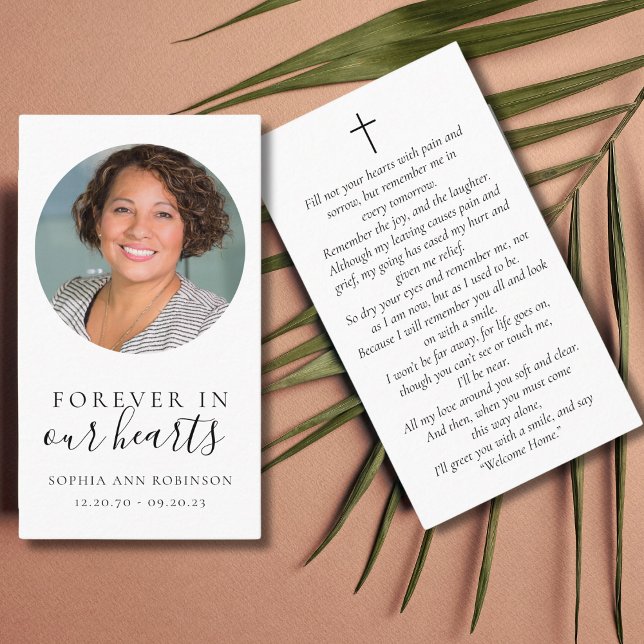 Photo Forever in Our Hearts Funeral Prayer Card (Creator Uploaded)