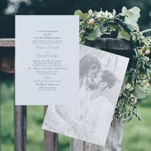 Photo Formal Dusty Blue Both Parents Wedding  Invitation