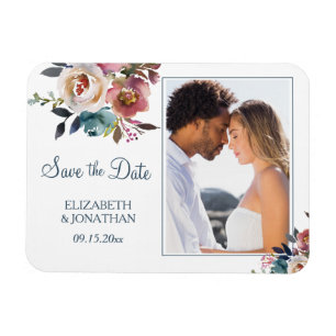 Photo Formal Dusty Blue Wine Burgundy Floral Magnet