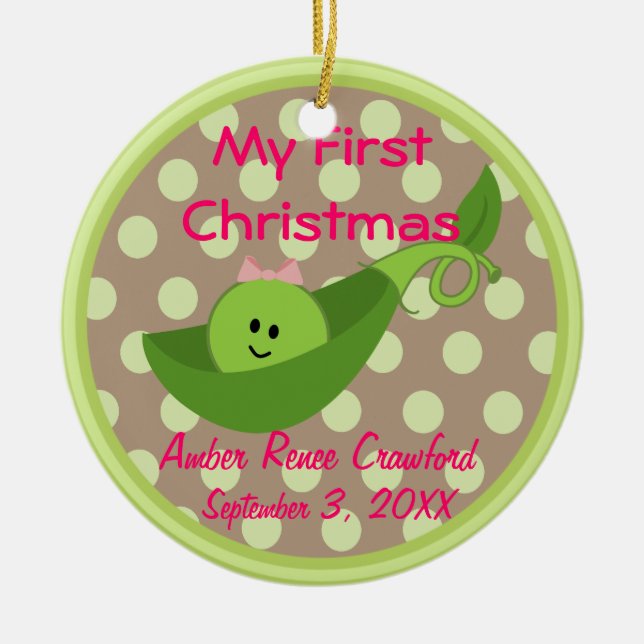Photo Frame Baby Girl's 1st Christmas Ornament (Front)