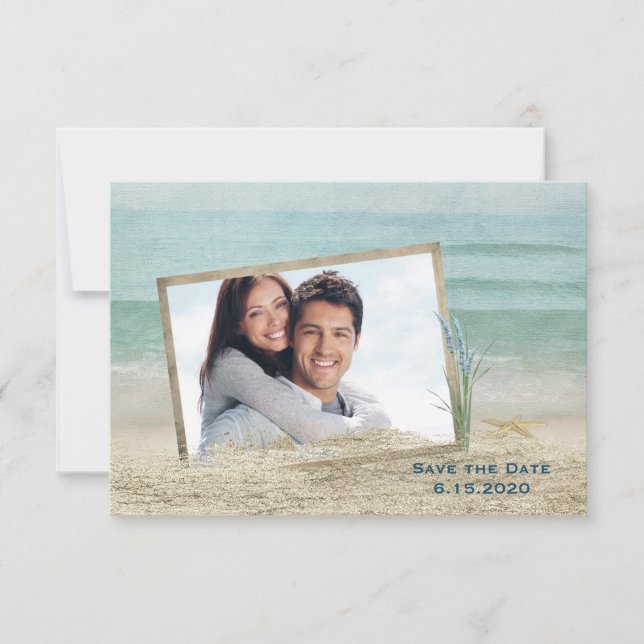 photo frame on beach for save the date (Front)