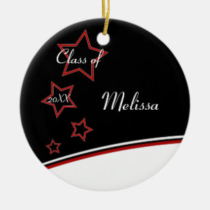 Photo Frame Red & Black Stars Graduation Ornament