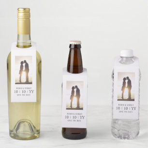 Photo Frame Save the Date Bottle Tag White
