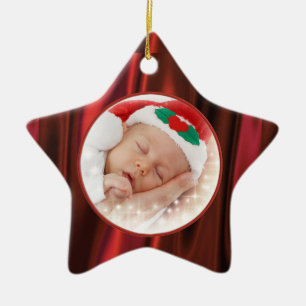 Photo Frame Template - Looks Like Smooth Red Satin Ceramic Ornament