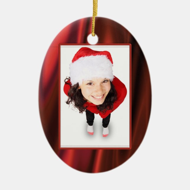 Photo Frame Template - Looks Like Smooth Red Satin Ceramic Tree Decoration (Front)