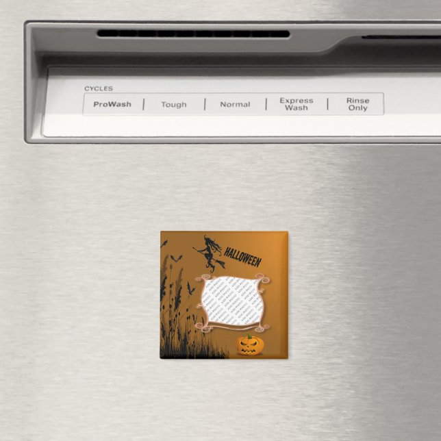 Photo Frame, Witch, Jack o' Lantern Magnet (In Situ (Dishwasher))