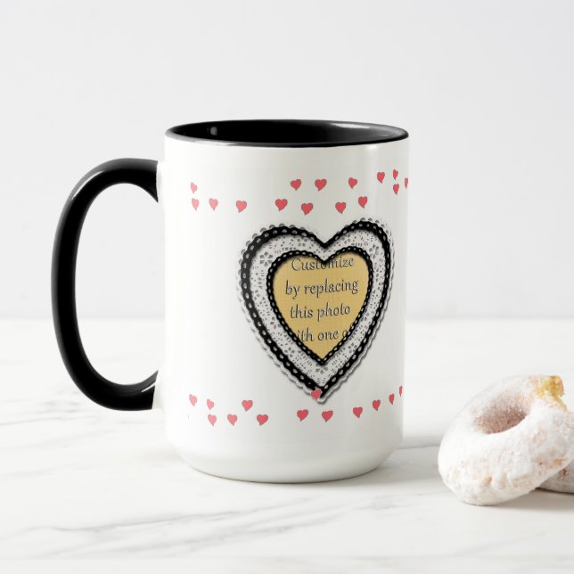 Photo Frame With Little Hearts Mug (With Donut)