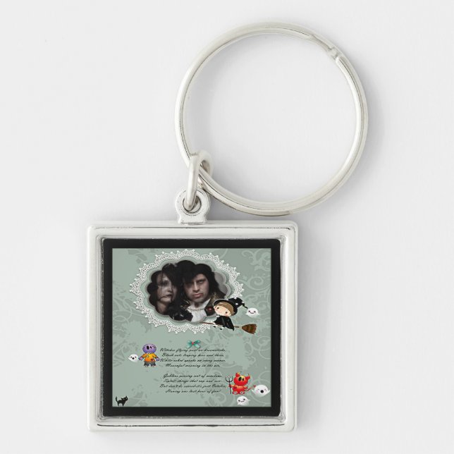Photo Frame with Witch, Monsters, Ghost, Cat Key Ring (Front)