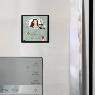 Photo Frame with Witch, Monsters, Ghost, Cat Magnet
