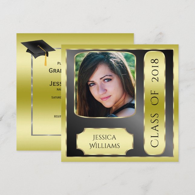 Photo Framed Graduation Double Sided Invitation (Front/Back)