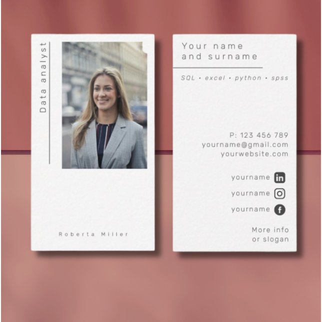 Photo freelance data analyst Business Card (Creator Uploaded)