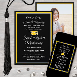 Photo From Parents Black Gold Yellow Graduation Announcement