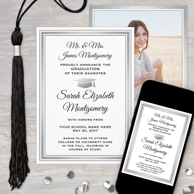 Photo From Parents Black, White & Grey Graduation Announcement (Creator Uploaded)