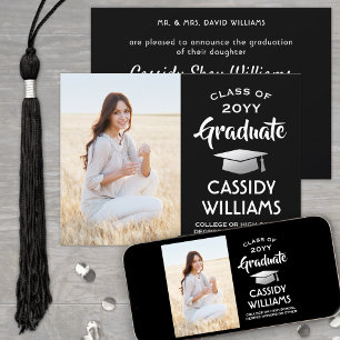 Photo From Parents Black White Silver Graduation Announcement