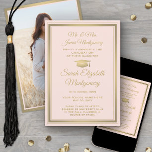 Photo From Parents Blush Pink and Gold Graduation Announcement
