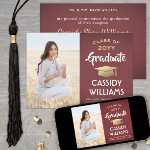 Photo From Parents Burgundy and Gold Graduation Announcement