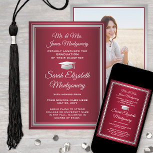 Photo From Parents Elegant Red & White Graduation Announcement