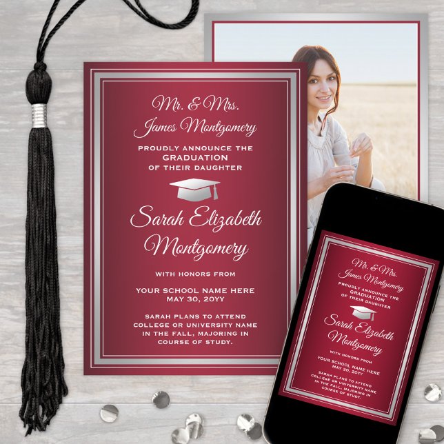 Photo From Parents Elegant Red & White Graduation Announcement (Creator Uploaded)