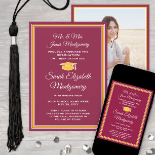 Photo From Parents Maroon & Gold Formal Graduation Announcement