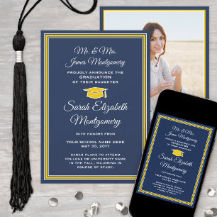 Photo From Parents Navy & Gold Formal Graduation Announcement