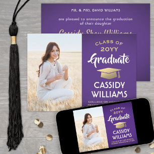 Photo From Parents Purple Gold White Graduation Announcement