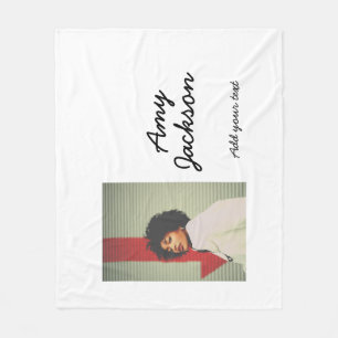 Photo full name date simple minimal girl woman fleece blanket