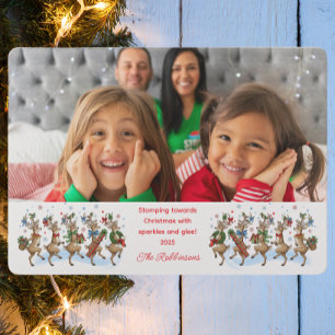Photo Fun Stomping Reindeers Holiday Card
