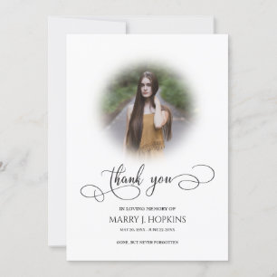 Photo Funeral Calligraphy Script Thank You Cards