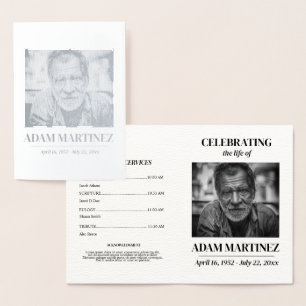 Photo Funeral Celebration Of Life Memorial Foil Card