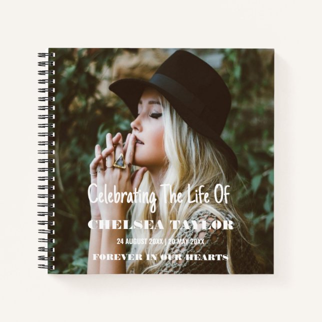 Photo Funeral Celebration of Life Memorial Guest  Notebook (Front)