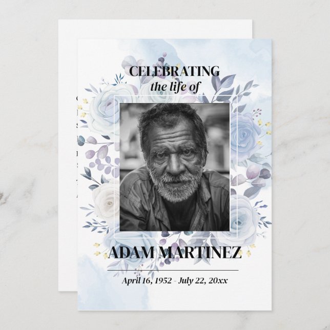 Photo Funeral Celebration Of Life Memorial  Invitation (Front/Back)