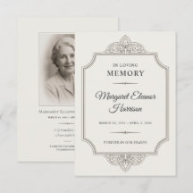 Photo Funeral Elegant Memorial Service Prayer Card