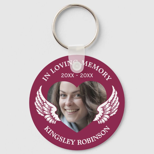 Photo Funeral Memorial Keepsake Key Ring (Front)