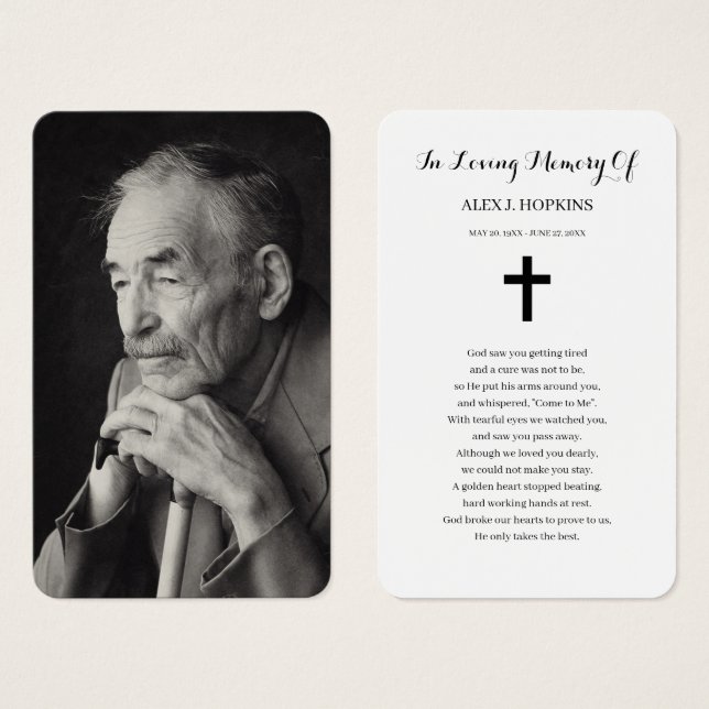 Photo Funeral Memorial Prayer Cards (Front & Back)