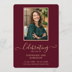 Photo Funeral Order of Service Burgundy Gold Program