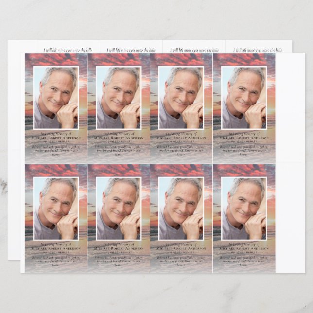 Photo Funeral Prayer Card 4.25x2.5 inch TEMPLATE (Front/Back)