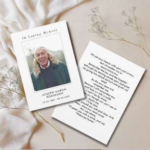 Photo Funeral Sympathy Memorial Remembrance Card